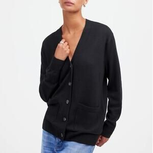 NWT Madewell 100% Merino Wool Relaxed Fit Boyfriend Cardigan True Black Size XS